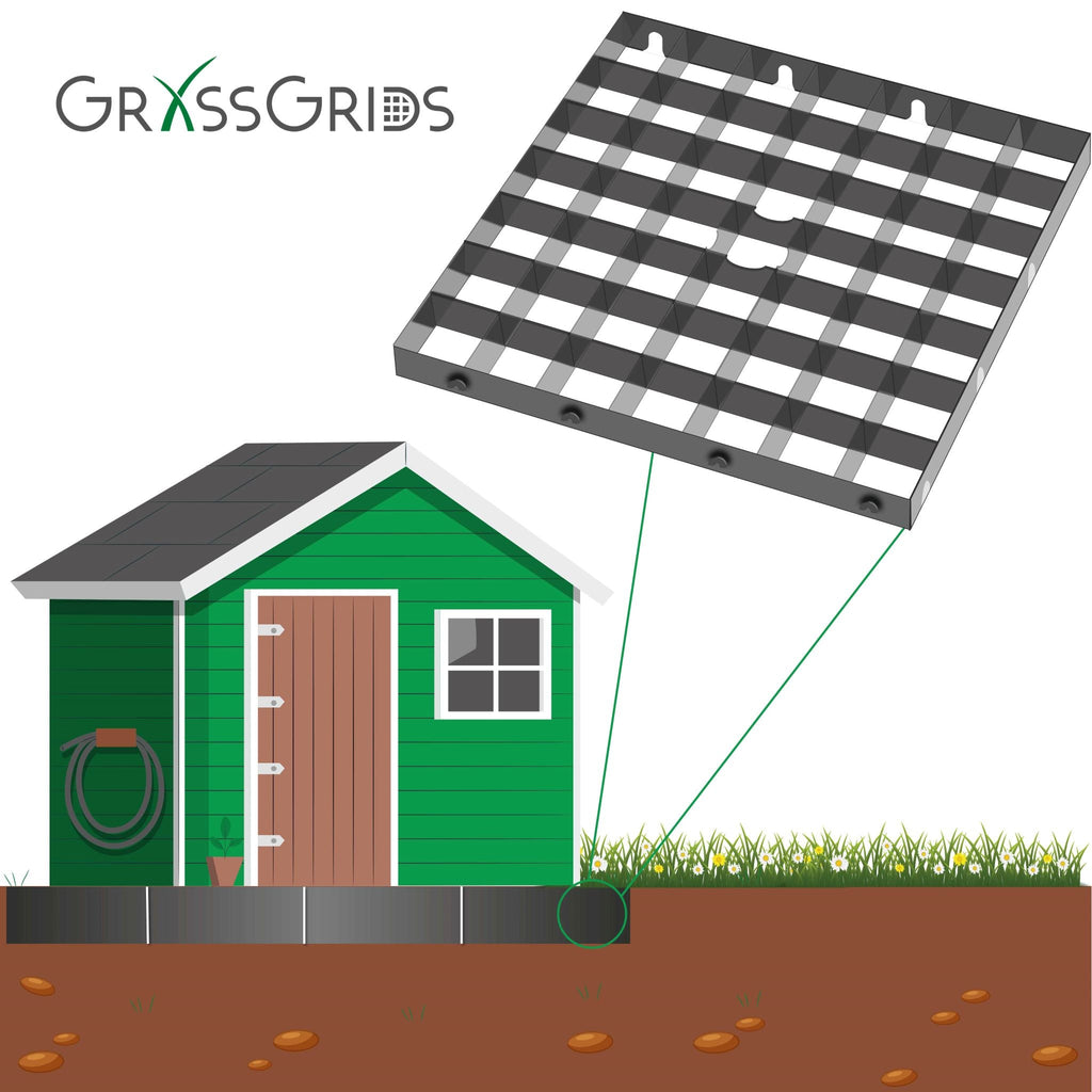 Shed and Garden Building Base Grid with Geotextile - Drainage365